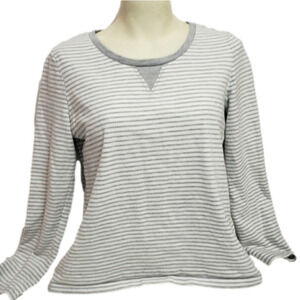 Tommy Hilfiger Gray And White Long Sleeve Top